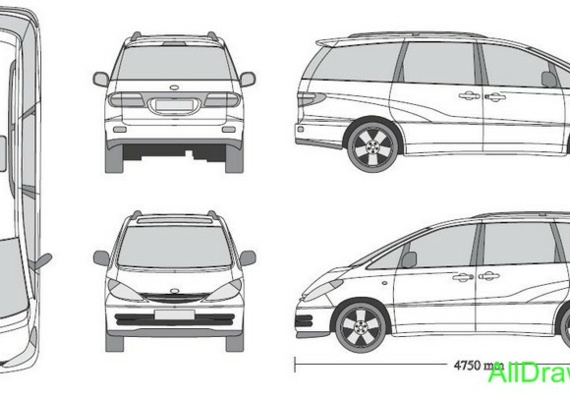 Toyota Previa (2002) (Тоёта Превью (2002)) - чертежи (рисунки) автомобиля
